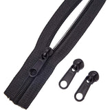 Garment Accessories, Zip-fastener Component Sets, Nylon and POM Plastic Zipper & Zipper Puller, Black, Zipper: 31mm, about 10m/strand, 1strand, Head: 37x11x11mm, 20pcs