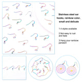 104Pcs 4 Style Ion Plating(IP) 304 Stainless Steel French & Flat Earring Hooks with Beads, Ear Wire, Rainbow Color, 16~19x17~23mm, Hole: 2mm, 22 Gauge, Pin: 0.6mm, 26pcs/style