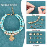 120Pcs 12 Styles Alloy Spacer Beads, Long-Lasting Plated, Round, Real 14K Gold Plated, 4~8mm, 10pcs/style