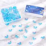 Two Tone Transparent Spray Painted Glass Beads, with Glitter Powder, Butterfly, Dodger Blue, 8x15x4.5mm, Hole: 1mm, 100pcs/box