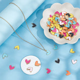 96pcs 6 colors Alloy Enamel Charms, Cadmium Free & Nickel Free & Lead Free, Light Gold, Heart Charm, Mixed Color, 14x13.5x2mm, Hole: 1.5mm, 16pcs/color