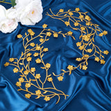 Cotton Embroidery Ornament Accessories, Appliques, Flower, Gold, 450~470x1mm
