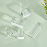 5Pcs 5 Styles Square Transparent Acrylic Jewelry Display Pedestals, for Small Jewelry, Cosmetic Showing, Clear, 4x4x2~10cm, 1pc/style