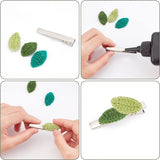 30Pcs 3 Colors Cotton Knitting Artificial Ornament Accessories, Leaf, Mixed Color, 30~36x15~16x1.5mm, 10pc/color