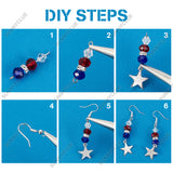 DIY Independance Day Theme Chandelier Earring Making Kit, including Acrylic & Glass Beads, Alloy Charms & Links, Brass Earring Hooks & Hoop Earring & Pins & Jump Rings & End Chains & Beads, 304 Stainless Steel Pendant, Mixed Color, 367pcs/box