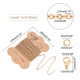 DIY 304 Stainless Steel Cable Chain Necklaces Making Kits, Including 5m Chains, Lobster Claw Clasps & Jump Rings, Golden, Chain Links: 2.5x2x0.5mm