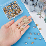 80Pcs 4 Style 304 Stainless Steel Cup Peg Bails, Bead Cap Bails, Half Round & Flower, Real Gold Plated & Stainless Steel Color, 7.5~8x8~10mm, Hole: 2~2.5mm, Pin: 0.7mm, 20Pcs/style