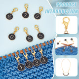 Number 0~9 DIY Knitting Tool Sets, including Alloy Enamel Pendant Stitch Markers & Knitting Row Counter Chains, Black, 2.7~12.7cm, 11pcs/set