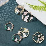 20Pcs 5 Style  Chinese Style Alloy Pendants, with Enamel, Cadmium Free & Lead Free, Ring & Flower & Flat Round, Mixed Color, 4pcs/style