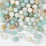 2 Strands Frosted Natural Flower Amazonite Round Beads Strands, 6~6.5mm, Hole: 1mm, about 63pcs/strand, 15.5 inch