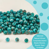 Natural African Turquoise(Jasper) Beads Strands, Round, Dyed & Heated, 6mm, Hole: 1mm, about 62pcs/strand, 14.96''(38cm), 2 strands/box