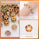 40Pcs 10 Colors Brass Rhinestone Beads, Rondelle, Mixed Color, 10x8.5mm, Hole: 3mm, 4Pcs/color