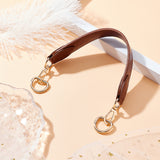 PU Imitation Leather Bag Handles, with Golden Alloy Swivel Clasps and Iron D Rings, Saddle Brown, 33x2.6~3.2cm