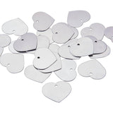 Aluminum Blank Pendants, Heart, Platinum, 32x38x1mm, Hole: 3mm, about 30pcs/box