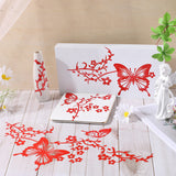 PVC Reflective Car Stickers, Waterproof Self-Adhesive Flower Butterfly Decals for Car Decoration, Red, 400x205x0.1mm