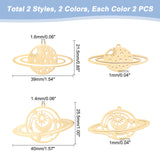 8Pcs 4 Style 201 Stainless Steel Pendants, Laser Cut, Planet, Golden & Stainless Steel Color, 21.5~25.5x39~40x1mm, Hole: 1.4~1.6mm, 2pcs/style