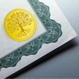 15 Sheets Gold Foil Paper Picture Stickers, Round Dot Decorative Stickers, Tree of Life, 195x80x10mm, Sticker: 35mm in diameter, about 10pcs/sheet