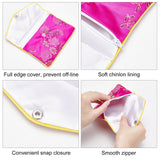 10Pcs 5 Colors Embroidery Damask Cloth Pouches, with Snap Button and Zipper, Small Gift Bags for Jewelry, Mixed Color, 10.2x12.5cm, 2pcs/color