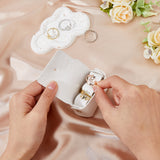 PU Imitation Leather Wedding Ring Pouch, Jewelry Storage Bags, with Light Gold Tone Snap Buttons, White, 4.35x7x4.4cm