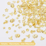 Alloy Cabochons, Epoxy Resin Supplies Filling Accessories, for Resin Jewelry Making, Mixed Shapes, Golden, 176pcs/box