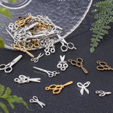 72Pcs 9 Style Tibetan Style Zinc Alloy Pendants, Cadmium Free & Lead Free, Scissor Shapes, Mixed Color, 15~30x8.5~14x1.5~3.5mm, Hole: 1~3mm, 8pcs/style