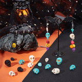144Pcs 9 Styles Halloween Synthetic Turquoise Beads Strands, Dyed, Skull, Mixed Color, 10~18x8~13x7.5~15mm, Hole: 1~1.5mm