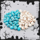 4 Strands 2 Colors Synthetical Turquoise Beads Strands, Dyed, Skull, for Halloween, Mixed Color, 13x12x13mm, Hole: 2mm, about 26pcs/strand, 2 strands/color