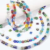 5 Strands 5 Style Rectangle Handmade Millefiori Glass Beads Strands, Mixed Color, 10~17x8~13x3mm, Hole: 0.5~1.5mm, 1strand/style