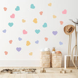 PVC Plastic Sticker for Wall Decoration Accessories, Rectangle, Heart Pattern, 300x221x0.2mm, Heart: 58x70mm and 79x95mm