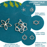 20Pcs 5 Style Stainless Steel Pendants, Laser Cut, Flower, Stainless Steel Color, 4pcs/style