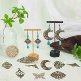 DIY Jewelry Making Finding Kit, Including 88Pcs 11 Styles Iron Big Pendants & Filigree Joiners Links, Etched Metal Embellishments, Flower & Flat Round & Rhombus & Moon, Antique Bronze, 27~80.5x26~56.5x0.5~1.8mm, Hole: 1.4~3mm, 8Pcs/style