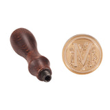 DIY Letter Scrapbook Brass Wax Seal Stamps and Wood Handle Sets, Letter.M, 25x14mm, 75mm