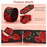 Ethnic Style Embroidery Polyester Ribbons, Jacquard Ribbon, Garment Accessories, Floral Pattern, Red, 2 inch(50mm), about 7.66 Yards(7m)/Bundle