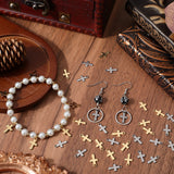 100Pcs 2 Colors Cross 304 Stainless Steel Charms, Golden & Stainless Steel Color, 12x7x1mm, Hole: 1.4~1.5mm, 50pcs/color