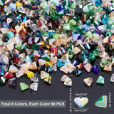 640Pcs 8 Colors Electroplate Glass Beads , Triangle, Mixed Color, 3.5~4x6x4.5mm, Hole: 1mm, 80pcs/color