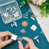 10Pcs Brass Cuff Button, Cufflink Finding Cabochon Settings for Apparel Accessories, with 10Pcs Glass Cabochons, Square, Silver, 20x21x21mm, Tray: 20x20mm