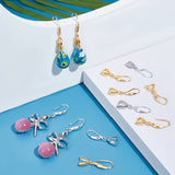4 Sets 2 Colors Brass Smooth Earring Hooks, with Ice Pick Pinch Bails, Mixed Color, 27~28mm, Pin: 1mm, 10pcs/set, 2 sets/color
