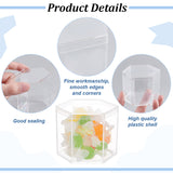 Hexagon Plastic Storage Boxes with Hat Cover, for Food, Small Items Storage, Clear, 5.85x6.8x5.5cm