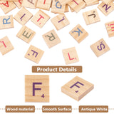 Random Mixed Capital Letters or Unfinished Blank Wooden Scrabble Tiles, for Learning and Education Toys, Crafts, Square, Antique White, 20x18x5mm, about 100pcs/bag