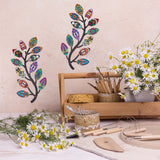 2Pcs 2 Style Iron Tree Leaf Wall Decor, Vine Olive Branch Leaf Wall Metal Art Hangings Decorations, for Indoor Outdoor Bedroom Living Room Cafe, Mixed Color, 322x155x1mm, Hole: 3mm, 1pc/style