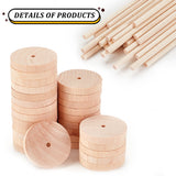 30 Set Chinese Cherry Wood Unfinshed Wheel & Stick, DIY Wooden Craft, BurlyWood, Stick: 15x0.4cm, Wheel: 3.8x0.6cm, Hole: 3.7mm, 3pcs/set