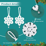 Snowflake Woolen Yarn Knitting Pendant Decorations, with Aluminum Bell, for Christmas Tree Ornament Bag Hanging Key Pendant, White, 158mm
