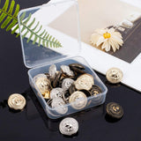 Alloy Shank Button, Flat Round with Lion, Mixed Color, 25mmx11.5mm, Hole: 2.5mm, 30pcs/box