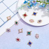 Brass Links Connectors, with Faceted Glass and Rhinestone, Alloy Open Back Bezel Findings and Cubic Zirconia,, Mixed Color, 16pcs/box