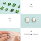 140Pcs 12 Style Mixed Shape Sew on Rhinestone, Faceted Glass Rhinestone, Multi-Strand Links, with 304 Stainless Steel Settings, Green Tourmaline, 8~18.5x4~18.5x3.5~8mm, Hole: 1~1.4mm