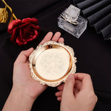 Alloy Jewelry Tray, Jewelry Dish, with Embossed Edge, For Jewelry Display, Photographic Prop, Flower, Golden, 103x106x7.5mm, inner diameter: 70mm