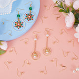 200Pcs 304 Stainless Steel French Earring Hooks, Flat Ear Wire with Ball, Real 18K Gold Plated, 21 Gauge, 15~17x18mm, Hole: 2mm, Pin: 0.7mm