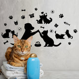 PVC Wall Stickers, Wall Decoration, Cat Shape, 390x950mm