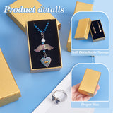 Rectangle Cardboard Paper Jewelry Set Boxes, Jewelry Case with Sponge Inside for Necklace Rings Earrings Storage, Goldenrod, 8.1x5.1x3.1cm