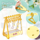 1 Set Coat Hanger Shaped Acrylic Earring Display Stands, Jewelry Organizer Holder for Earring Storage with 8 Mini Hangers, Gold, Finish Product: 15x8.2x15.2cm